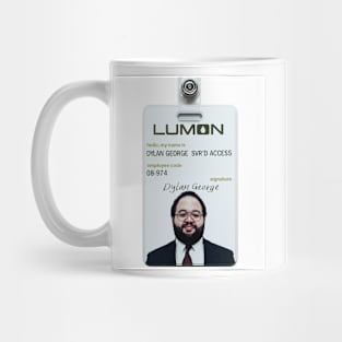 Severance series lumon industries DYLAN GEORGE Badge fan works graphic design by ironpalette Mug